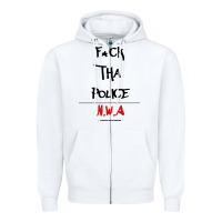 White fck tha police Zipper Hoodie - artisFamous