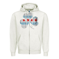 Oatmeal Heather irish chicago flag shamrock Zipper Hoodie - artisFamous