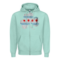Seafoam irish chicago flag shamrock Zipper Hoodie - artisFamous