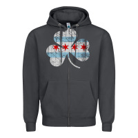 Irish Chicago Flag Shamrock Zipper Hoodie | Teevron