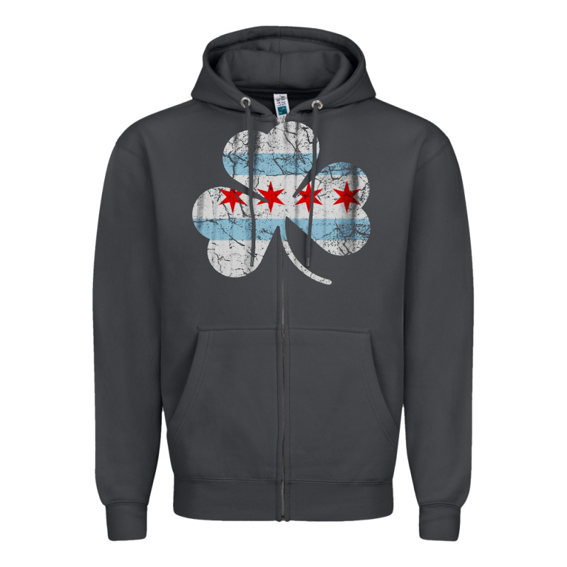 Irish Chicago Flag Shamrock Zipper Hoodie by artisFamous | Teevron