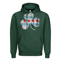Sports Green irish chicago flag shamrock Zipper Hoodie - artisFamous