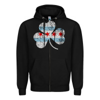 Black irish chicago flag shamrock Zipper Hoodie - artisFamous