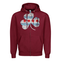 Burgundy irish chicago flag shamrock Zipper Hoodie - artisFamous