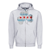 Heather Grey irish chicago flag shamrock Zipper Hoodie - artisFamous