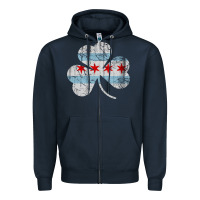 Navy irish chicago flag shamrock Zipper Hoodie - artisFamous