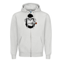 Dove Grey Monkey Smoking Zipper Hoodie - artisFamous
