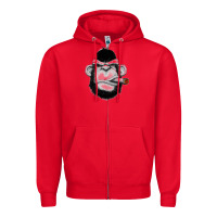 Red Monkey Smoking Zipper Hoodie - artisFamous