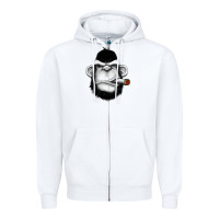 White Monkey Smoking Zipper Hoodie - artisFamous