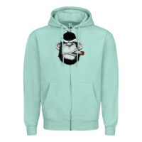Seafoam Monkey Smoking Zipper Hoodie - artisFamous