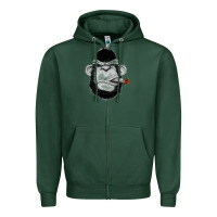 Sports Green Monkey Smoking Zipper Hoodie - artisFamous