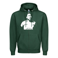 Sports Green Pele Sillhouette Zipper Hoodie - artisFamous