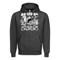 Charcoal Heather raised on cartoon network Zipper Hoodie - artisFamous