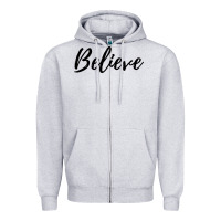 Heather Grey believe Zipper Hoodie - artisFamous