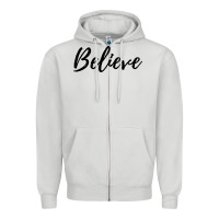 Dove Grey believe Zipper Hoodie - artisFamous