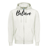 Oatmeal Heather believe Zipper Hoodie - artisFamous