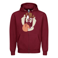 Burgundy manic taz Zipper Hoodie - artisFamous