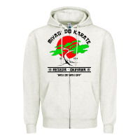 Oatmeal Heather MIYAGY DO KARATE Zipper Hoodie - artisFamous