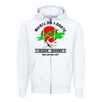 White MIYAGY DO KARATE Zipper Hoodie - artisFamous