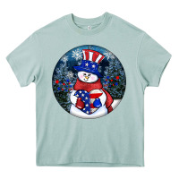 Arona Patriotic snowman ornament 4th of july Heavy Core Tee - HowdyJamesFarm