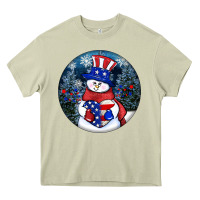 Mossy Patriotic snowman ornament 4th of july Heavy Core Tee - HowdyJamesFarm