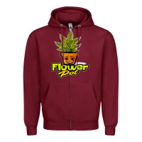 Burgundy flower pot funny weed Zipper Hoodie - artisFamous