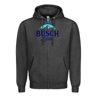 Charcoal Heather Vintage Busch Light Busch Latte Zipper Hoodie - artisFamous