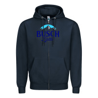Navy Vintage Busch Light Busch Latte Zipper Hoodie - artisFamous