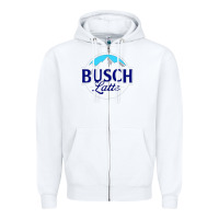 White Vintage Busch Light Busch Latte Zipper Hoodie - artisFamous