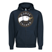 Navy Goose Island  Beer Zipper Hoodie - artisFamous