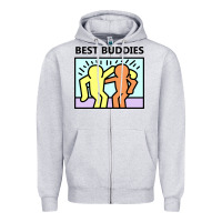 Heather Grey best buddies Zipper Hoodie - artisFamous