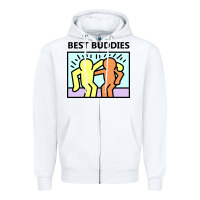 White best buddies Zipper Hoodie - artisFamous