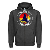 Charcoal Heather dingle ireland vintage sailboat 70s retro sunset Zipper Hoodie - artisFamous
