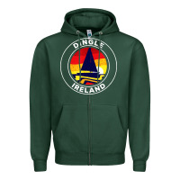 Sports Green dingle ireland vintage sailboat 70s retro sunset Zipper Hoodie - artisFamous