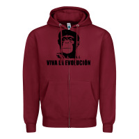 Burgundy viva la evolucion Zipper Hoodie - artisFamous