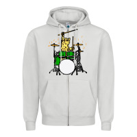 Drummer Cat Music Lover Musician Playing The Drums Zipper Hoodie | Teevron