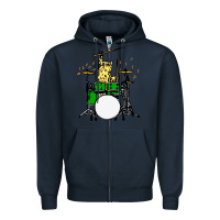 Navy drummer cat music lover musician playing the drums Zipper Hoodie - artisFamous