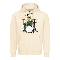 Sandshell drummer cat music lover musician playing the drums Zipper Hoodie - artisFamous
