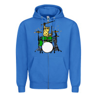 True Royal drummer cat music lover musician playing the drums Zipper Hoodie - artisFamous