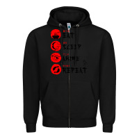 Black eat sleep anime repeat japanese Zipper Hoodie - artisFamous