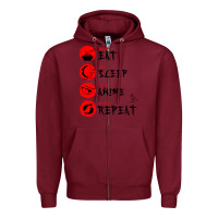 Burgundy eat sleep anime repeat japanese Zipper Hoodie - artisFamous