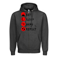 Charcoal Heather eat sleep anime repeat japanese Zipper Hoodie - artisFamous