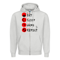 Dove Grey eat sleep anime repeat japanese Zipper Hoodie - artisFamous