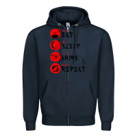 Navy eat sleep anime repeat japanese Zipper Hoodie - artisFamous
