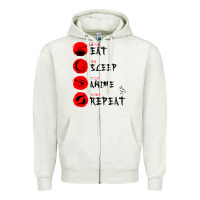 Oatmeal Heather eat sleep anime repeat japanese Zipper Hoodie - artisFamous