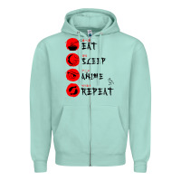 Seafoam eat sleep anime repeat japanese Zipper Hoodie - artisFamous