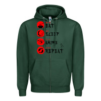 Sports Green eat sleep anime repeat japanese Zipper Hoodie - artisFamous