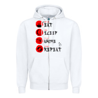 White eat sleep anime repeat japanese Zipper Hoodie - artisFamous