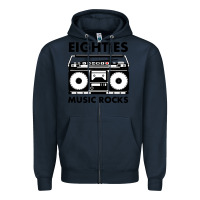 Navy eighties music rocks Zipper Hoodie - artisFamous