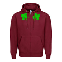 Burgundy four leaf clover Zipper Hoodie - artisFamous